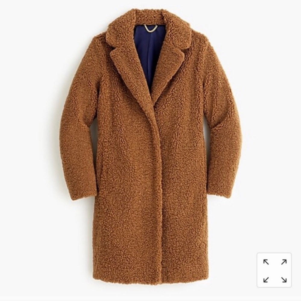 J Crew Camel Teddy Coat Jacket Brown XXS petite XXSP